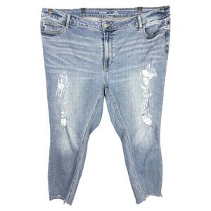 Old Navy Plus Sz 22 Jeans Skinny Cropped Light Blue Distressed Raw High Rise 459